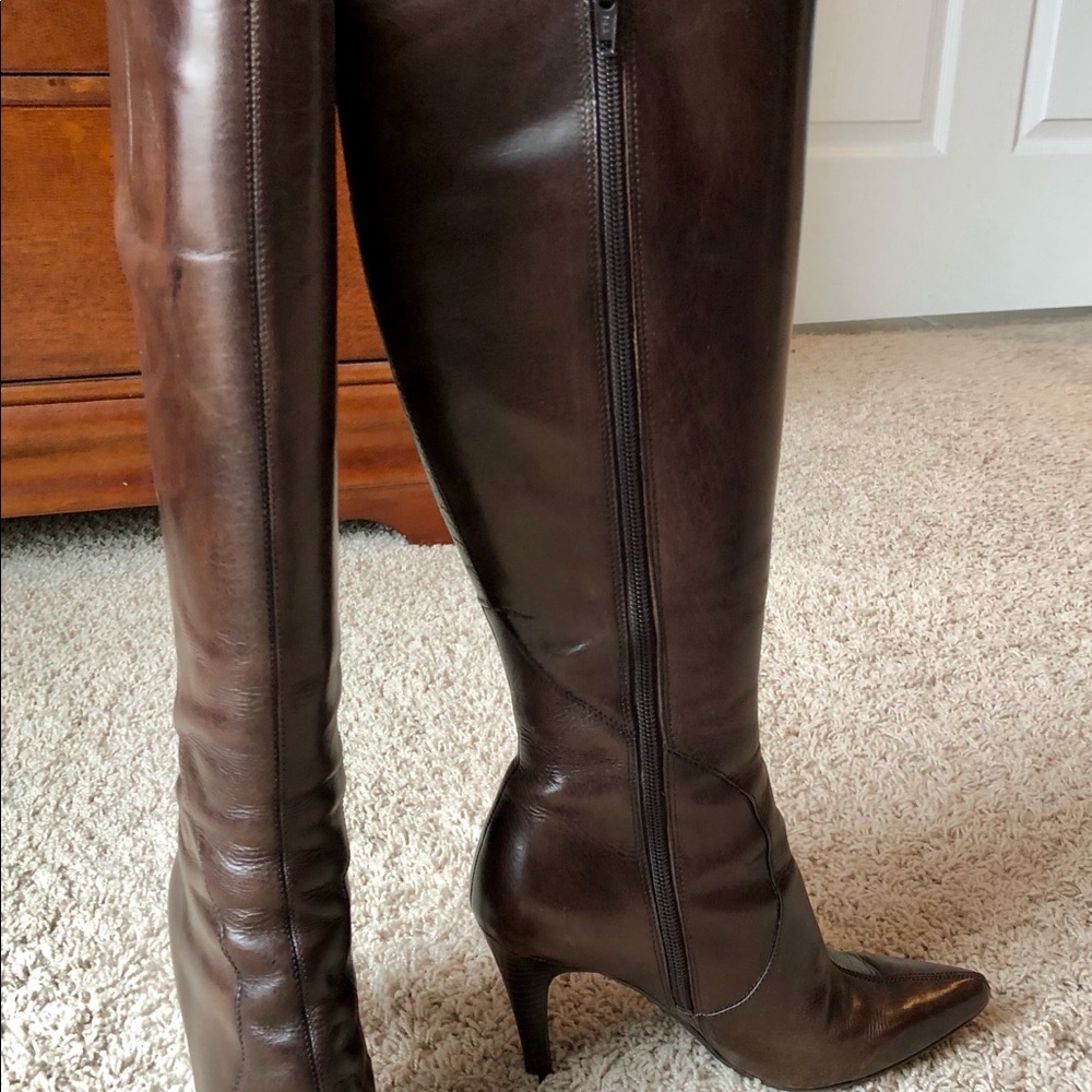 Nine West Dark Brown Genuine Leather Boots